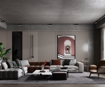 Modern Wabi-sabi Style A Living Room-ID:955619105
