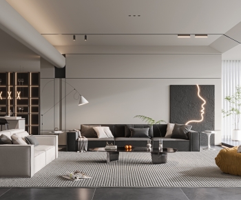 Modern Wabi-sabi Style A Living Room-ID:864250909