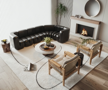 Modern Wabi-sabi Style Sofa Combination-ID:607048033
