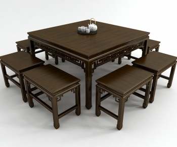 Chinese Style Dining Table And Chairs-ID:509084942