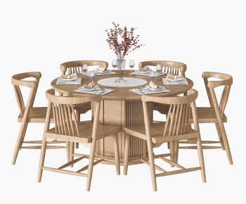 新中式圆形实木餐桌椅-ID:752037056