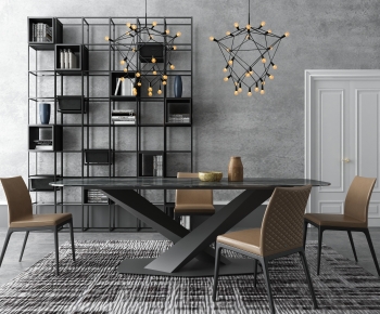 Industrial Style Dining Table And Chairs-ID:112241988