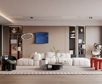 Modern Wabi-sabi Style A Living Room-ID:219762094