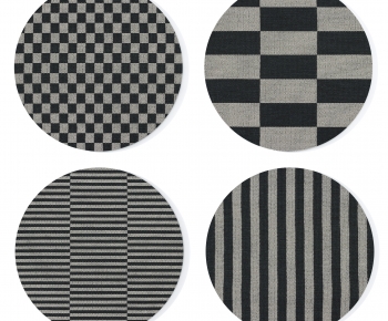 现代黑白灰圆形地毯组合-ID:191550349