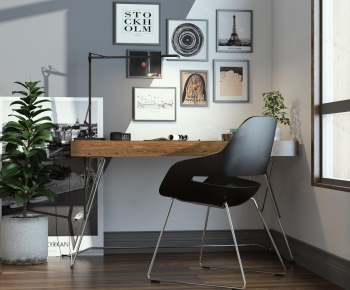 Modern Computer Desk And Chair-ID:528522017