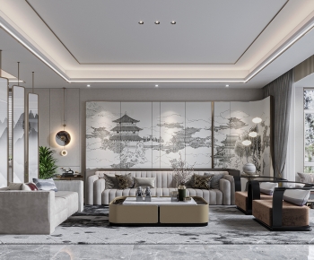 New Chinese Style A Living Room-ID:354348908