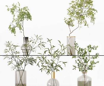 现代水生植物绿植玻璃花瓶-ID:834352028