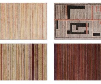 现代红咖色抽象图案地毯组合-ID:555584917