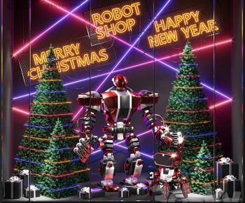 现代机器人圣诞树橱窗-ID:270034074