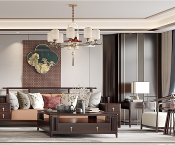 New Chinese Style A Living Room-ID:497860914