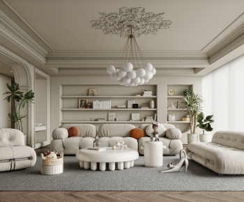 French Style Wabi-sabi Style A Living Room-ID:346575986