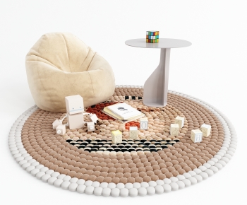 现代儿童游戏区 懒人沙发 圆形地毯-ID:744565014