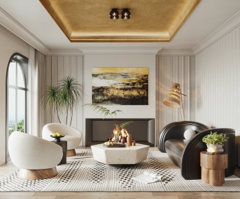 Modern Wabi-sabi Style A Living Room-ID:319086078