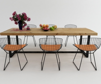 Industrial Style Dining Table And Chairs-ID:662734995