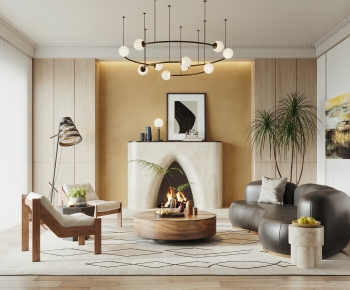 Modern Wabi-sabi Style A Living Room-ID:585448035