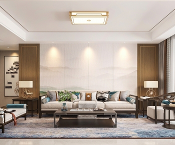 New Chinese Style A Living Room-ID:712835072