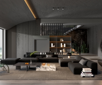 Modern Wabi-sabi Style A Living Room-ID:660579924