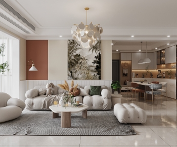 Modern Wabi-sabi Style A Living Room-ID:882622968