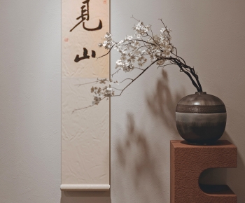 新中式陶器花瓶摆件 字画-ID:947909123