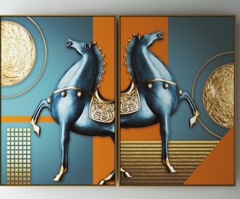 现代马头图案装饰画-ID:185496099