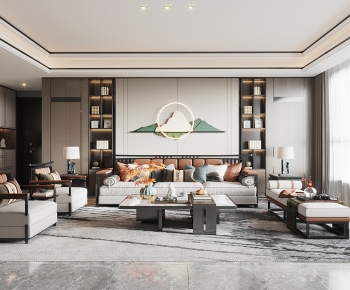 New Chinese Style A Living Room-ID:552509077