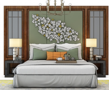 New Chinese Style Double Bed-ID:247061016