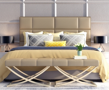 Simple European Style Double Bed-ID:310095074