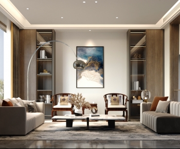 Modern New Chinese Style A Living Room-ID:189640057