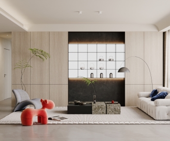 Modern Wabi-sabi Style A Living Room-ID:652847057