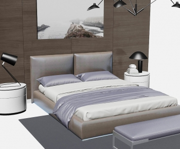 Modern Double Bed-ID:388906004