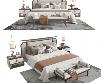New Chinese Style Double Bed-ID:398781068