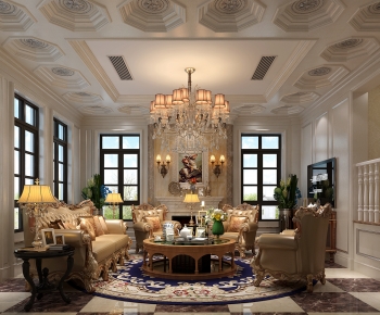 European Style Classical Style A Living Room-ID:370585922