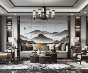 New Chinese Style A Living Room-ID:156059035