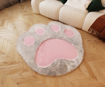 现代毛绒猫爪造型地毯-ID:281140811