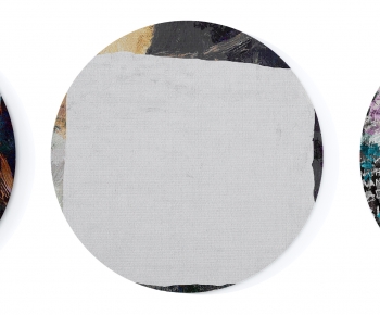 现代灰白蓝咖色抽象图案圆形地毯组合-ID:260402928