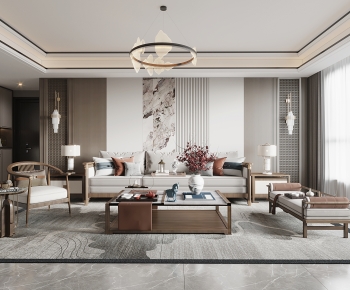 New Chinese Style A Living Room-ID:302661907