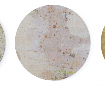 现代米灰黄色抽象图案圆形地毯组合-ID:843007094