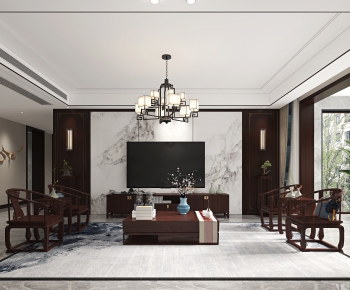 New Chinese Style A Living Room-ID:935961011