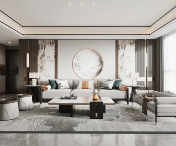 New Chinese Style A Living Room-ID:246907954