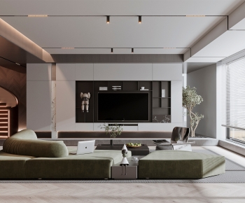 Modern Wabi-sabi Style A Living Room-ID:729378948
