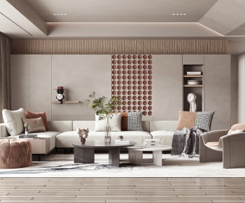 Modern Wabi-sabi Style A Living Room-ID:686733968