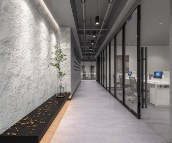Modern Industrial Style Office Aisle-ID:728147034