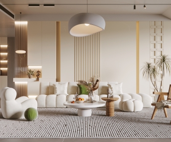 Modern Wabi-sabi Style A Living Room-ID:649776946