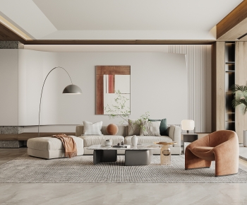 Modern Wabi-sabi Style A Living Room-ID:691911948