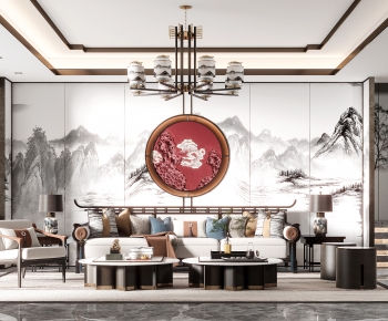 New Chinese Style A Living Room-ID:635178098