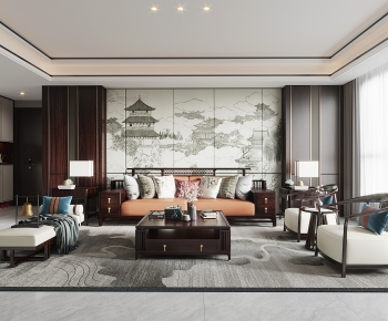 New Chinese Style A Living Room-ID:178000931