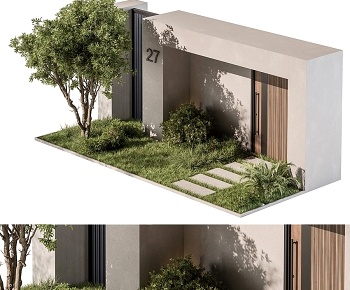 现代室外入口庭院景观3D模型