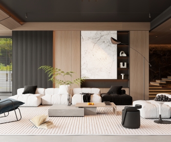 Modern Wabi-sabi Style A Living Room-ID:307363039