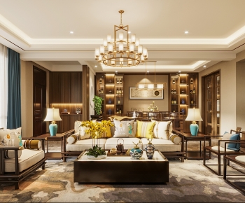 New Chinese Style A Living Room-ID:678339053