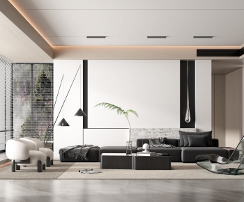 Modern Wabi-sabi Style A Living Room-ID:735908031